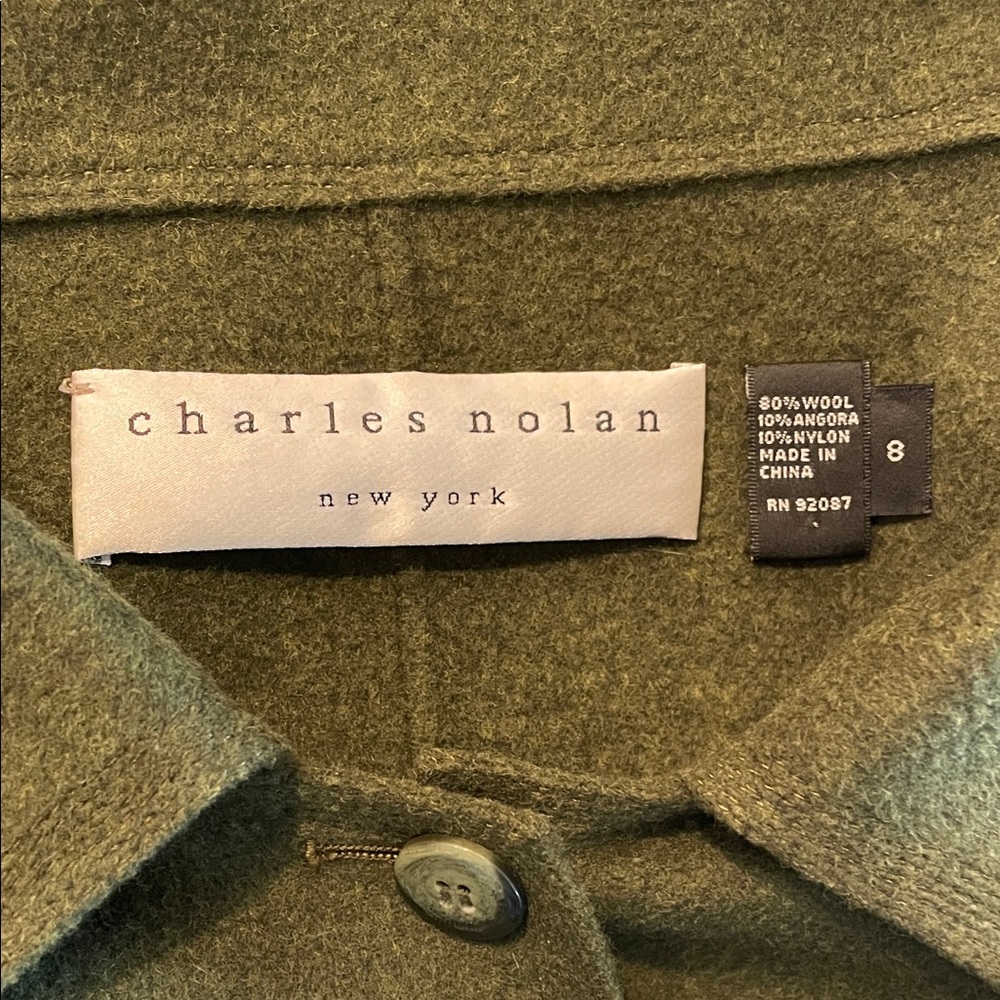 Olive Green Women's Wool Blend Button Jacket - Picture 5 of 9